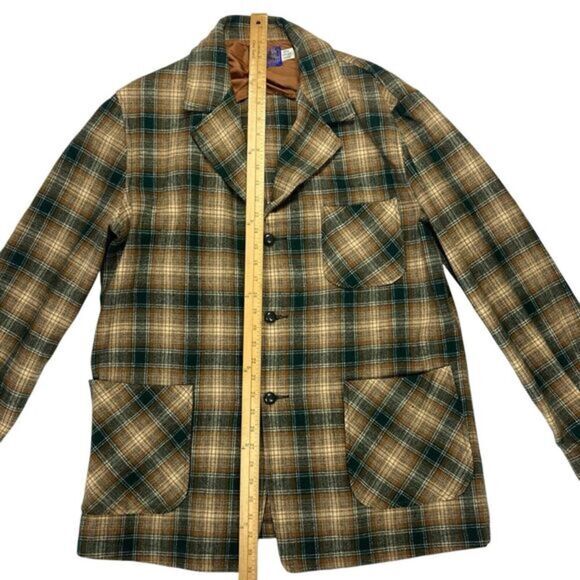 Pendleton Vintage Flannel Jacket Shirt Sz L 1960's Plaid Wool Sport Coat Shacket - Picture 9 of 16